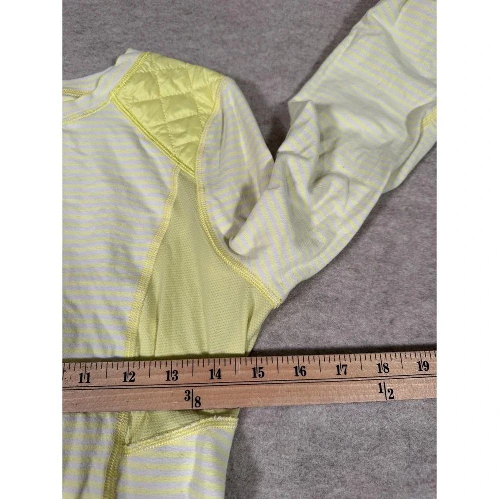 Lululemon Long Sleeve Shirt Womens 4 Yellow Stripe Quilted Run Athletic LW3791S